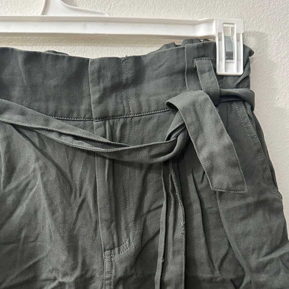 Olive Green Paperbag Shorts Belted - Picture 3 of 6